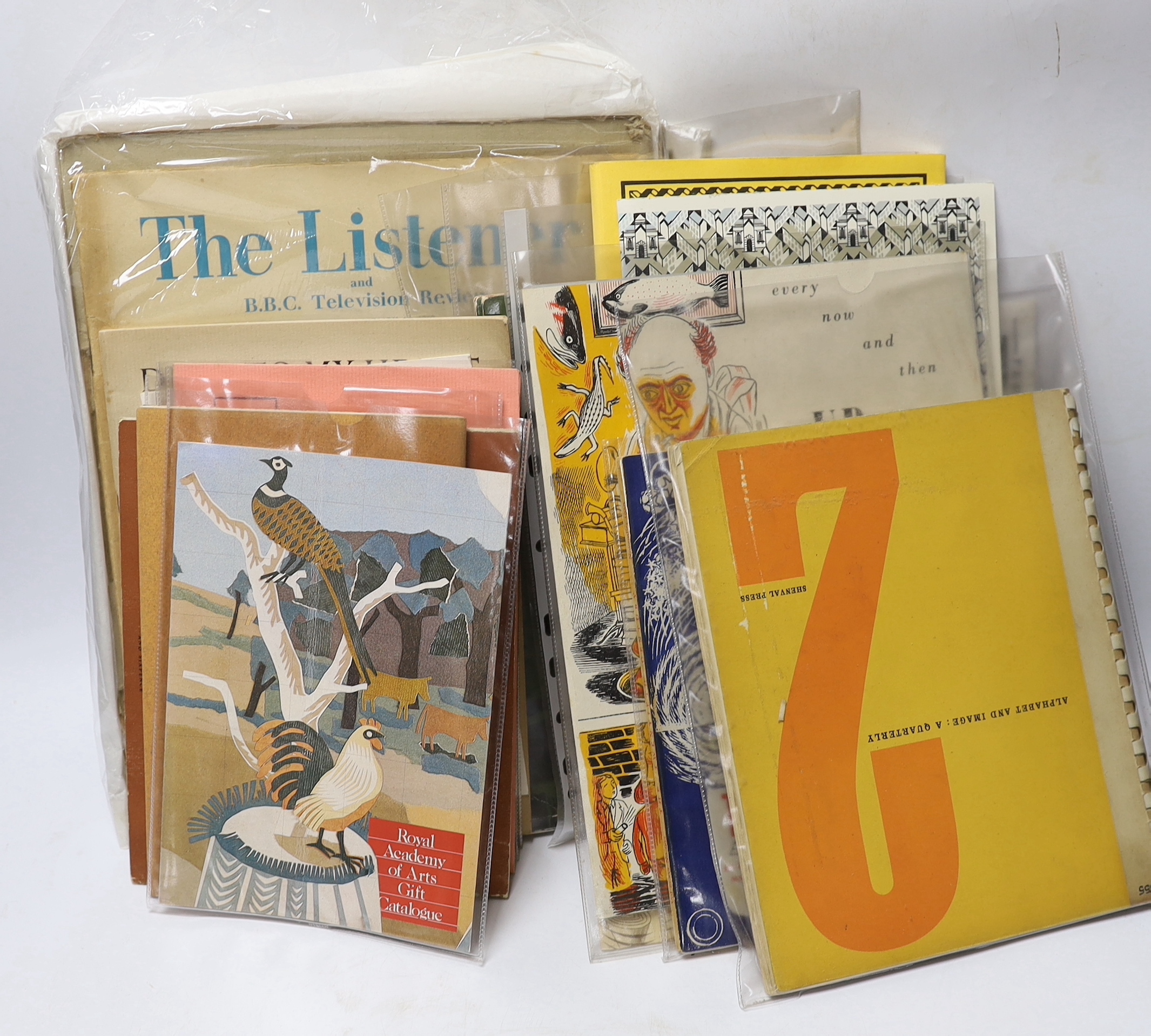 Bawden, Edward - A large collection of booklets, catalogues, periodicals etc., illustrated by, or including illustrations by, Edward Bawden, including:- Serjeant, R.B. - The Arabs, 1947; The Listener and B.B.C. Televisio